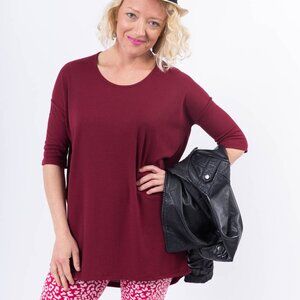 Agnes & Dora Hi-Lo Tunic Knit Ribbed in Burgundy NWT Size Small Last one!